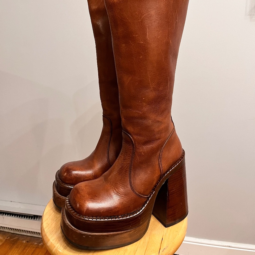 Rare Vintage Sonax Leather Knee High Boots EU 37 US 7